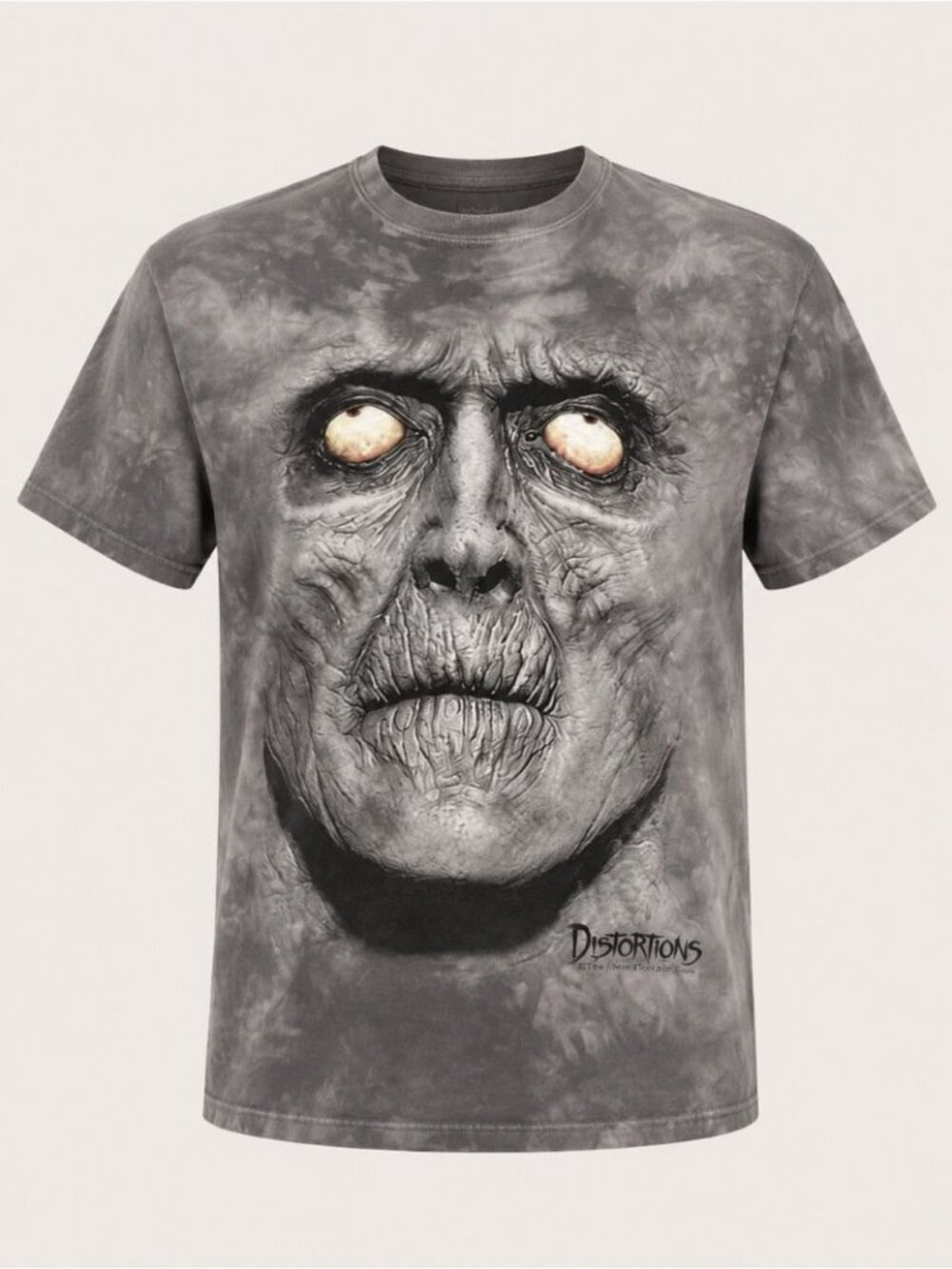 The Mountain Distortions Zombie Face Tie Dye Graphic Tee Gray Medium Gothic